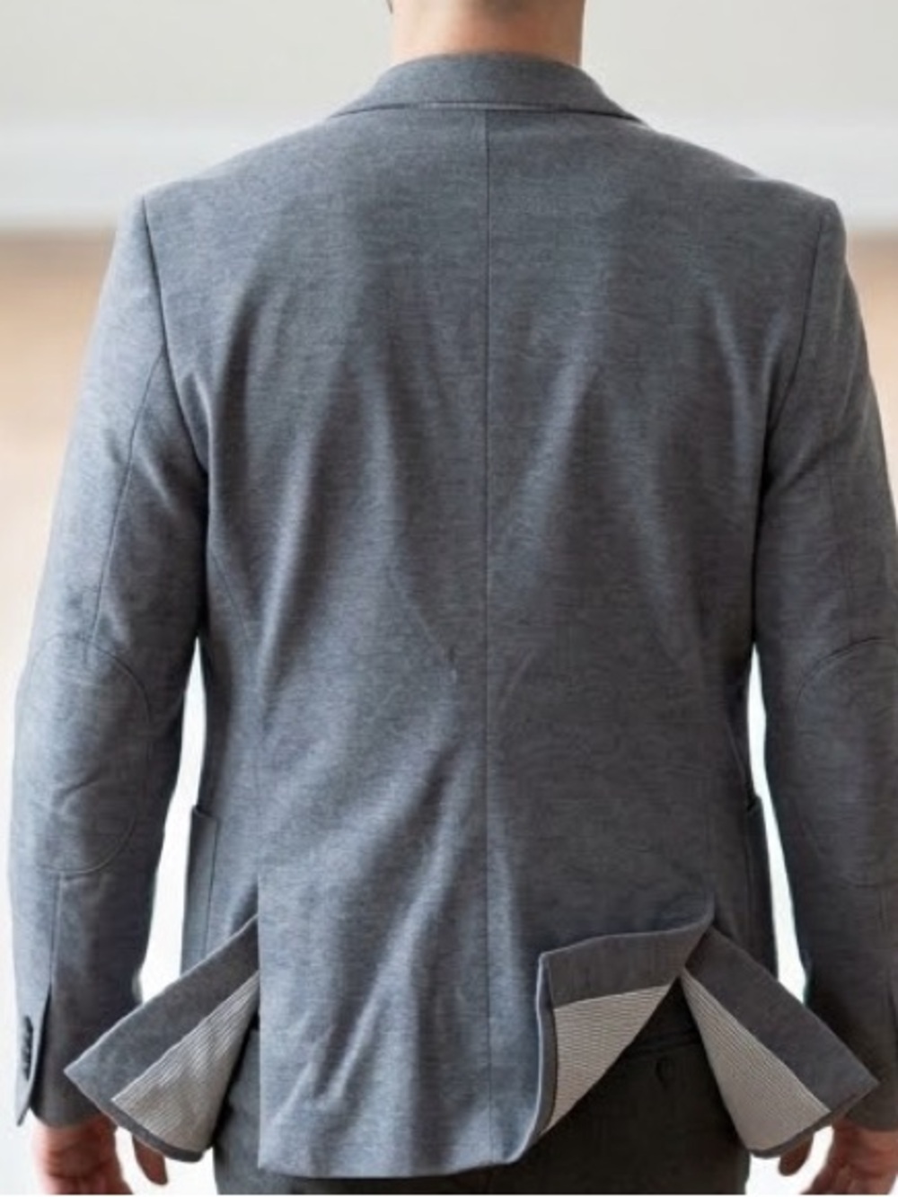 Slim-Fit Knit-Like Blazer With Elbow Patches